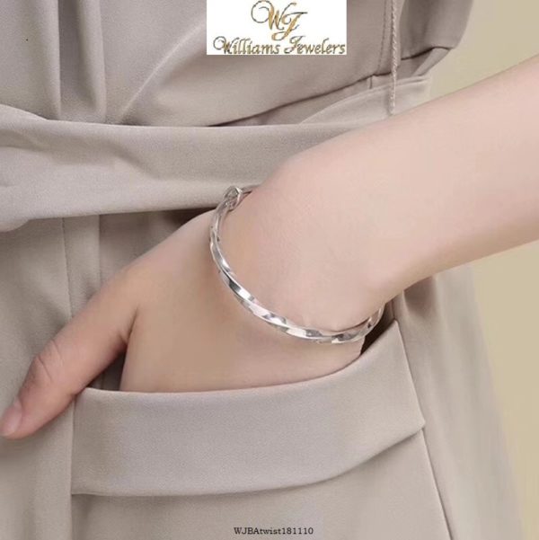 999 Silver Twisted Adjustable Bangle - Image 3