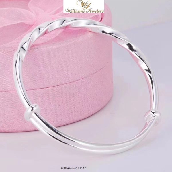 999 Silver Twisted Adjustable Bangle