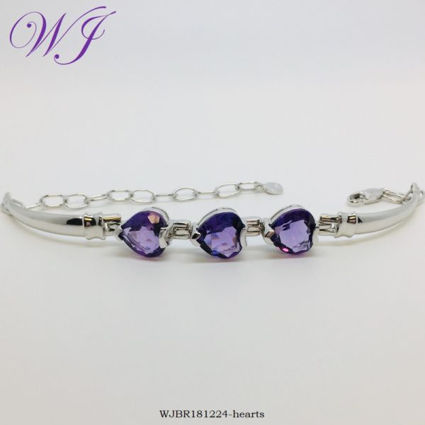 Amethyst(CZ) Hearts Bracelet