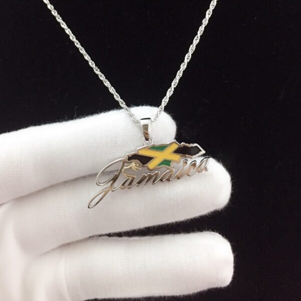 Jamaica map & hummingbird pendant