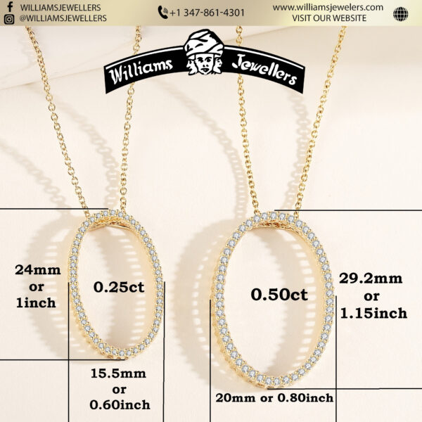 14K gold Oval diamond necklace