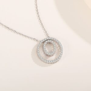 oval in a circle diamond necklace