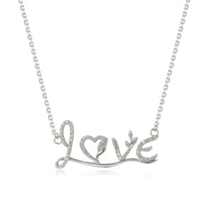 Love in Bloom sterling silver necklace with moissanite stones and an oval-link cable chain – Williams Jewellers